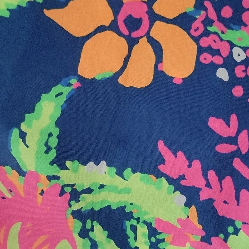 Lilly Pulitzer Sanilla Silk Off The Shoulder "Indigo All A Glow" Print Size S - Picture 7 of 13